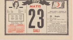Kızılay Takvim Yaprağı - 23 Mayıs 1972