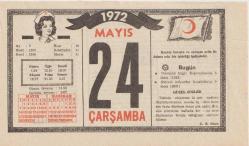 Kızılay Takvim Yaprağı - 24 Mayıs 1972