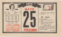 Kızılay Takvim Yaprağı - 25 Mayıs 1972