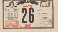 Kızılay Takvim Yaprağı - 26 Mayıs 1972
