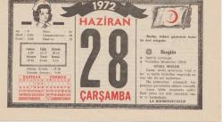 Kızılay Takvim Yaprağı - 28 Haziran 1972