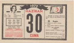 Kızılay Takvim Yaprağı - 30 Haziran 1972