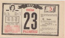 Kızılay Takvim Yaprağı - 23 Ekim 1972