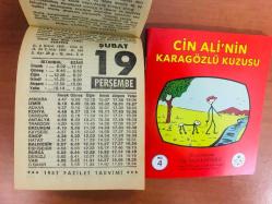 19 Şubat 1987 hediyelik orijinal Fazilet takvim yaprağı (Cin Ali kitabı hediyeli:)