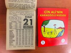 21 Şubat 1987 hediyelik orijinal Fazilet takvim yaprağı (Cin Ali kitabı hediyeli:)