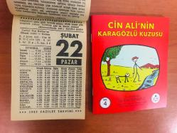 22 Şubat 1987 hediyelik orijinal Fazilet takvim yaprağı (Cin Ali kitabı hediyeli:)