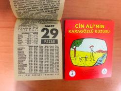 29 Mart 1987 hediyelik orijinal Fazilet takvim yaprağı (Cin Ali kitabı hediyeli:)