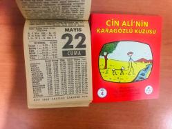 22 Mayıs 1987 hediyelik orijinal Fazilet takvim yaprağı (Cin Ali kitabı hediyeli:)