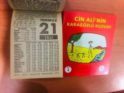21 Temmuz 1987 hediyelik orijinal Fazilet takvim yaprağı (Cin Ali kitabı hediyeli:)