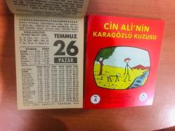 26 Temmuz 1987 hediyelik orijinal Fazilet takvim yaprağı (Cin Ali kitabı hediyeli:)