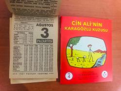 3 Ağustos 1987 hediyelik orijinal Fazilet takvim yaprağı (Cin Ali kitabı hediyeli:)