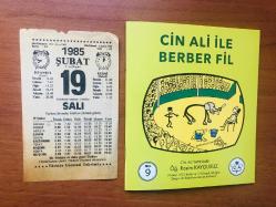 19 Şubat 1985 hediyelik orijinal Türkiye gazetesi takvim yaprağı (Cin Ali kitabı hediyeli:)