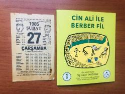 27 Şubat 1985 hediyelik orijinal Türkiye gazetesi takvim yaprağı (Cin Ali kitabı hediyeli:)