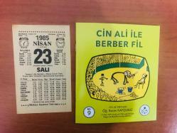 23 Nisan 1985 hediyelik orijinal Türkiye gazetesi takvim yaprağı (Cin Ali kitabı hediyeli:)