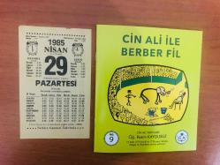 29 Nisan 1985 hediyelik orijinal Türkiye gazetesi takvim yaprağı (Cin Ali kitabı hediyeli:)