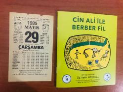 29 Mayıs 1985 hediyelik orijinal Türkiye gazetesi takvim yaprağı (Cin Ali kitabı hediyeli:)