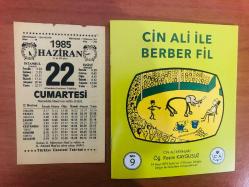 22 Haziran 1985 hediyelik orijinal Türkiye gazetesi takvim yaprağı (Cin Ali kitabı hediyeli:)