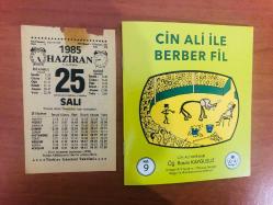 25 Haziran 1985 hediyelik orijinal Türkiye gazetesi takvim yaprağı (Cin Ali kitabı hediyeli:)