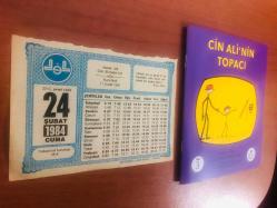24 Şubat 1984 hediyelik orijinal Diyanet takvim yaprağı (Cin Ali kitabı hediyeli:)