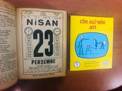 23 Nisan 1981 hediyelik orijinal Saatli Maarif takvim yaprağı (Cin Ali kitabı hediyeli:)