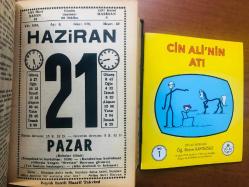 21 Haziran 1981 hediyelik orijinal Saatli Maarif takvim yaprağı (Cin Ali kitabı hediyeli:)