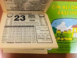23 Nisan 2000 hediyelik orijinal Türkiye gazetesi takvim yaprağı (Cin Ali kitabı hediyeli:)