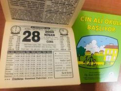 28 Nisan 2000 hediyelik orijinal Türkiye gazetesi takvim yaprağı (Cin Ali kitabı hediyeli:)