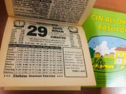 29 Nisan 2000 hediyelik orijinal Türkiye gazetesi takvim yaprağı (Cin Ali kitabı hediyeli:)