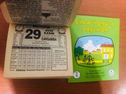 29 Kasım 2000 hediyelik orijinal Türkiye gazetesi takvim yaprağı (Cin Ali kitabı hediyeli:)