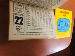 22 Mart 1977 hediyelik orijinal Diyanet takvim yaprağı (Cin Ali kitabı hediyeli:)