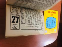 27 Mart 1977 hediyelik orijinal Diyanet takvim yaprağı (Cin Ali kitabı hediyeli:)