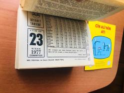 23 Nisan 1977 hediyelik orijinal Diyanet takvim yaprağı (Cin Ali kitabı hediyeli:)