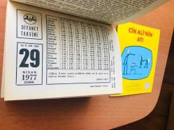 29 Nisan 1977 hediyelik orijinal Diyanet takvim yaprağı (Cin Ali kitabı hediyeli:)