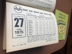27 Nisan 1975 hediyelik orijinal Diyanet takvim yaprağı (Cin Ali kitabı hediyeli:)
