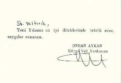 Efemera - EDİRNE VALİ YARDIMCISI ORHAN AYKAN KUTLAMA MESAJ... - kitantik - kitaLog
