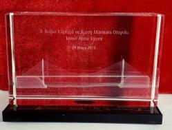 3.BOĞAZ KÖPRÜSÜ TEMEL ATMA TÖRENİ KRİSTAL CAM PLAKET- ROZET - MADALYA B4208 İNDİRİMLİ FİYAT