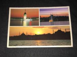 Kız Kulesi,Süleymaniye ve Günbatımında İstanbul KARTPOSTALI
