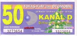 Efemera - KANAL D TOFAŞ-FİAT OTOMOBİL ÇEKİLİŞİ BİLETİ... - kitantik - kitaLog