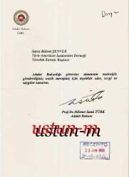 ADALET BAKANI HİKMET SAMİ TÜRK İMZALI TEBRİK....