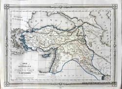Efemera - 1842 YILI, LEVASSEUR MAP TURKEY IN ASIA,OSMANLI DEVLETİ, BAKIR BASKI, ELLE BOYAMA GRAVÜR HARİTA - kitantik - kitaLog