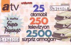 GEÇMİŞ SENELERDEN ATV 3.HAFTA SÜPER PİYANGO BİLETİ ....