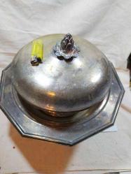 ANTİKA GÜMÜŞ KAPLAMA AYAKLI SICAK SERVİS TABAĞI