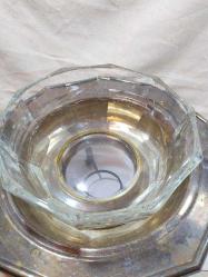 ANTİKA GÜMÜŞ KAPLAMA AYAKLI SICAK SERVİS TABAĞI