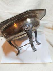 ANTİKA GÜMÜŞ KAPLAMA AYAKLI SICAK SERVİS TABAĞI