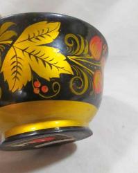 P34-SSCB DÖNEMİ RUS EL DEKORLU AHŞAP KASE