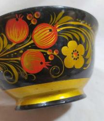 P34-SSCB DÖNEMİ RUS EL DEKORLU AHŞAP KASE