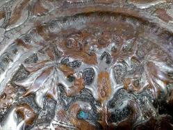 T10---KUŞ DESENLİ EL YAPIMI ESKİ BAKIR DUVAR TABAĞI