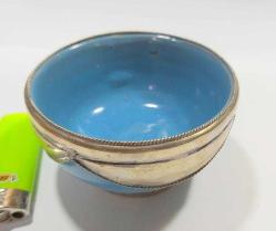 P7-----KUZEY AFRİKA ÜRÜNÜ GÜMÜŞ KAPLAMA EL DEKORLU SERAMİK KASE