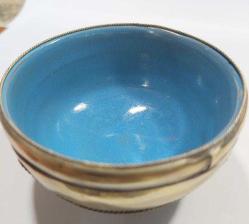 P7-----KUZEY AFRİKA ÜRÜNÜ GÜMÜŞ KAPLAMA EL DEKORLU SERAMİK KASE