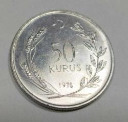 Efemera - PR55---1976 MADENİ PARA-50 KURUŞ-çok temiz - kitantik - kitaLog